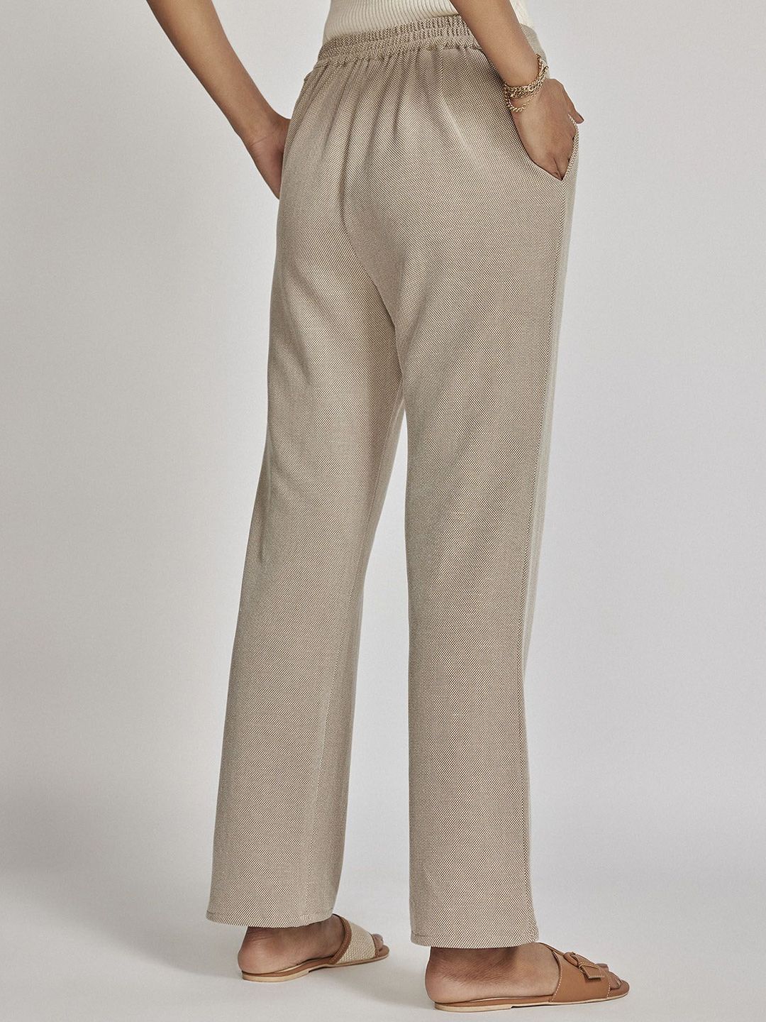 The Label Life Women Textured Straight Fit Trousers