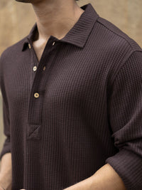 Powerlook Self Design Polo Collar T-shirt