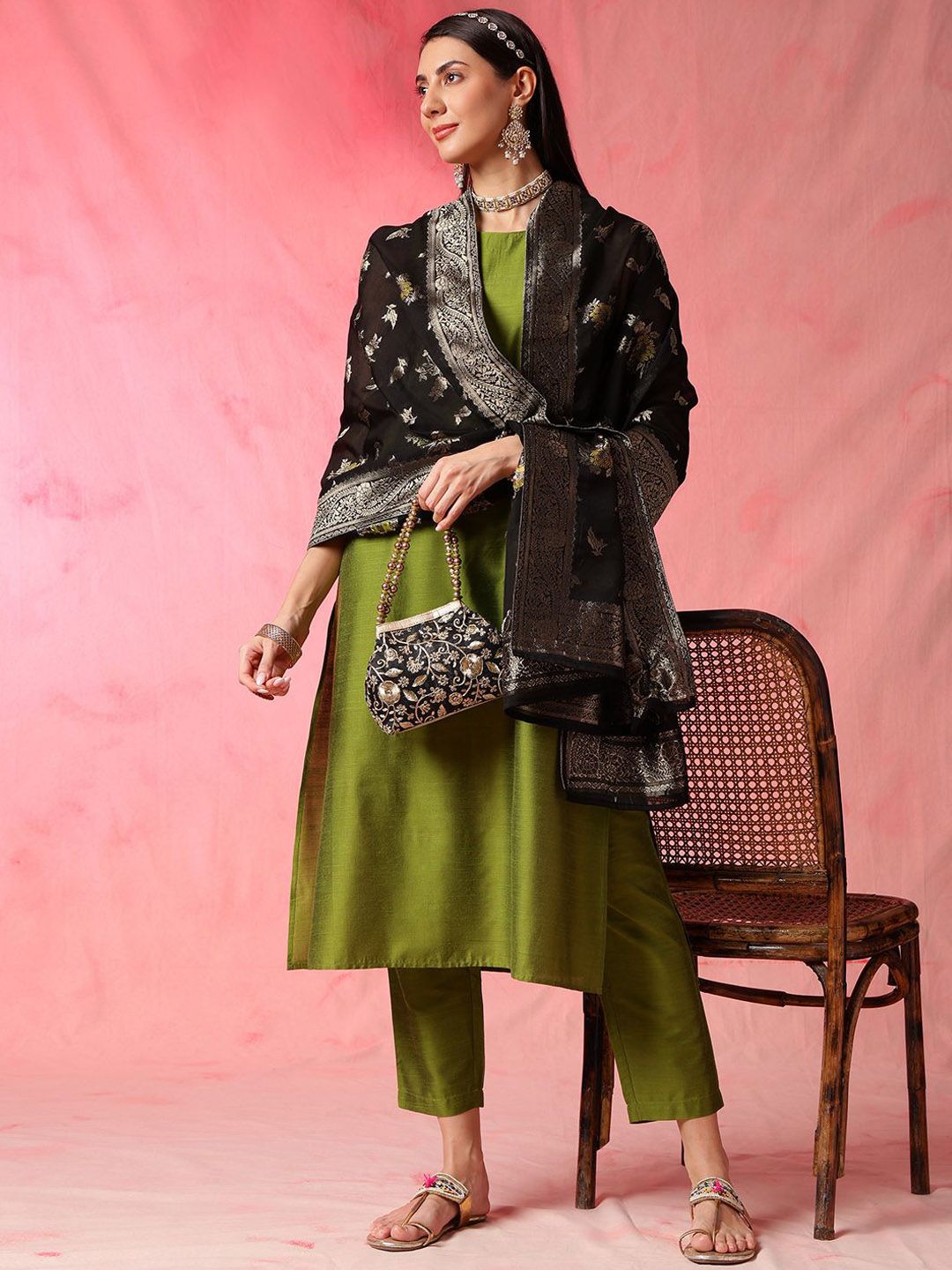 Anouk Women Regular Kurta with Trousers & With Dupatta