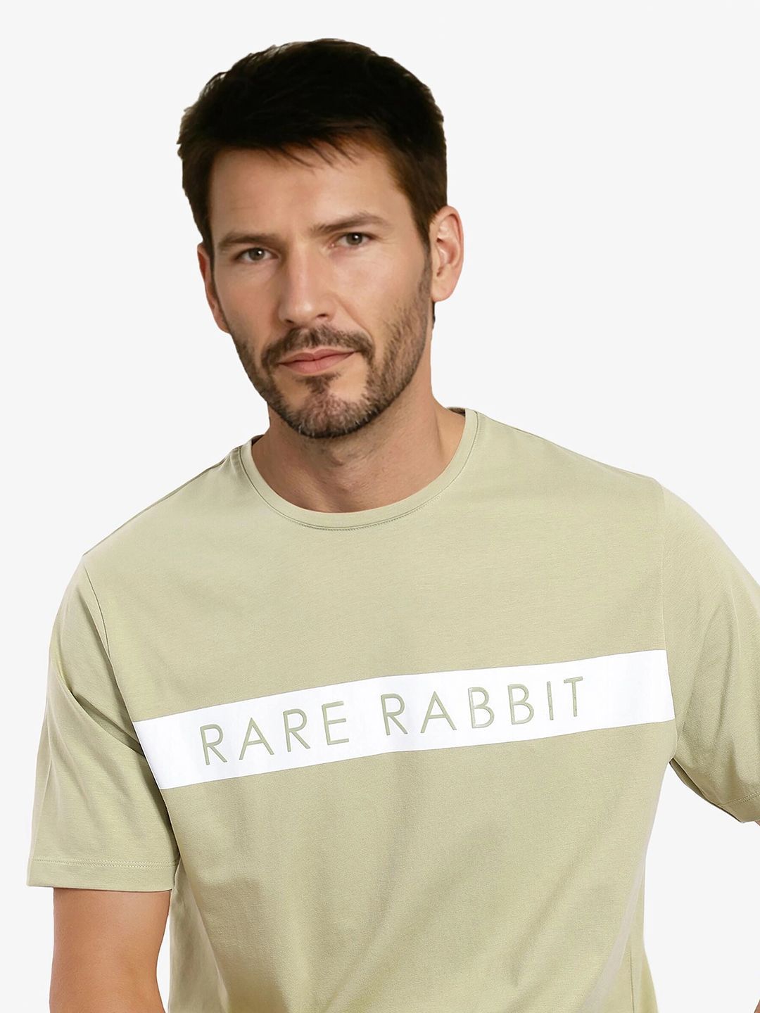 RARE RABBIT Men Typography Printed Round Neck Cotton T-shirt