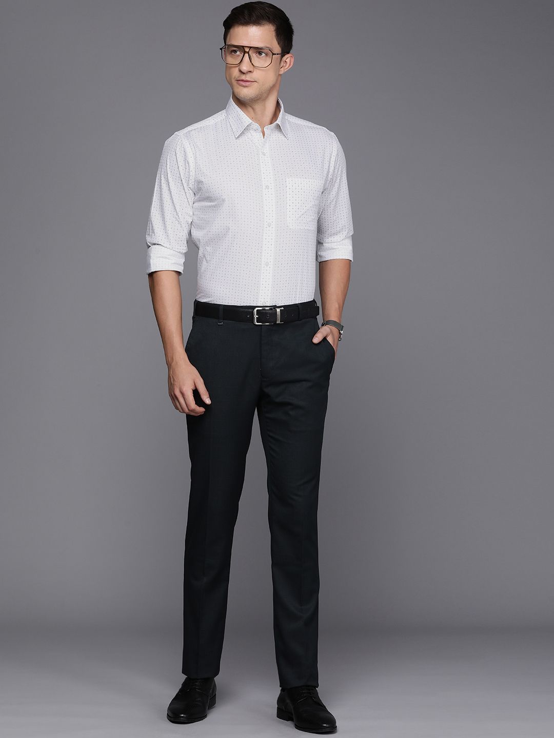 Raymond Men Pure Cotton Slim Fit Baju Formal Bercetak