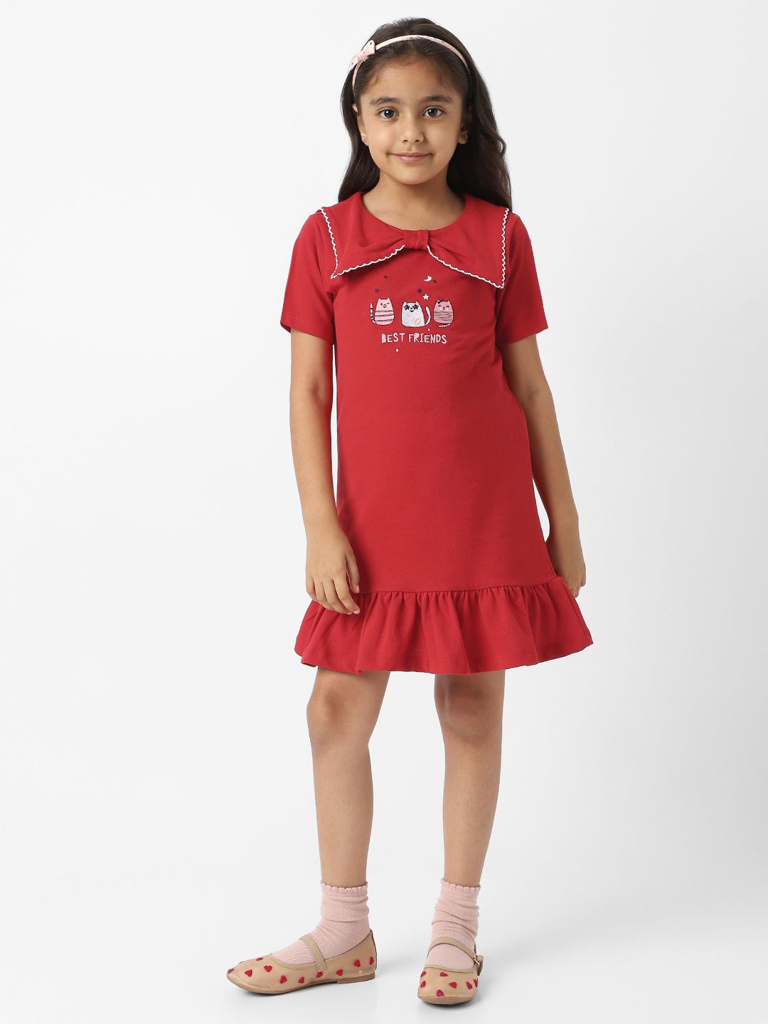 Nauti Nati Girls Cotton Half-sleeve Frock Dress
