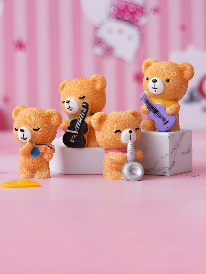 ecraftindia coklat 4 pcs teddy comel beruang bermain alat muzik hiasan muzik