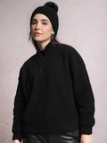 Tokyo Talkies Black High Neck Besar Pullover Sweatshirt