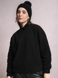 Tokyo Talkies Black High Neck Besar Pullover Sweatshirt