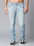 SPYKAR Men Slim Fit Low-Rise Mildly Distressed Light Fade Stretchable Cotton Jeans