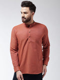 SOJANYA Kurta Lurus Tenunan Oren Lelaki