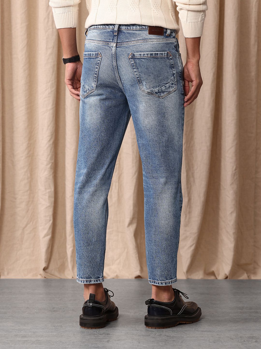 Mr Bowerbird Men Tapered Cropped Heavy Fade Stretchable Jeans