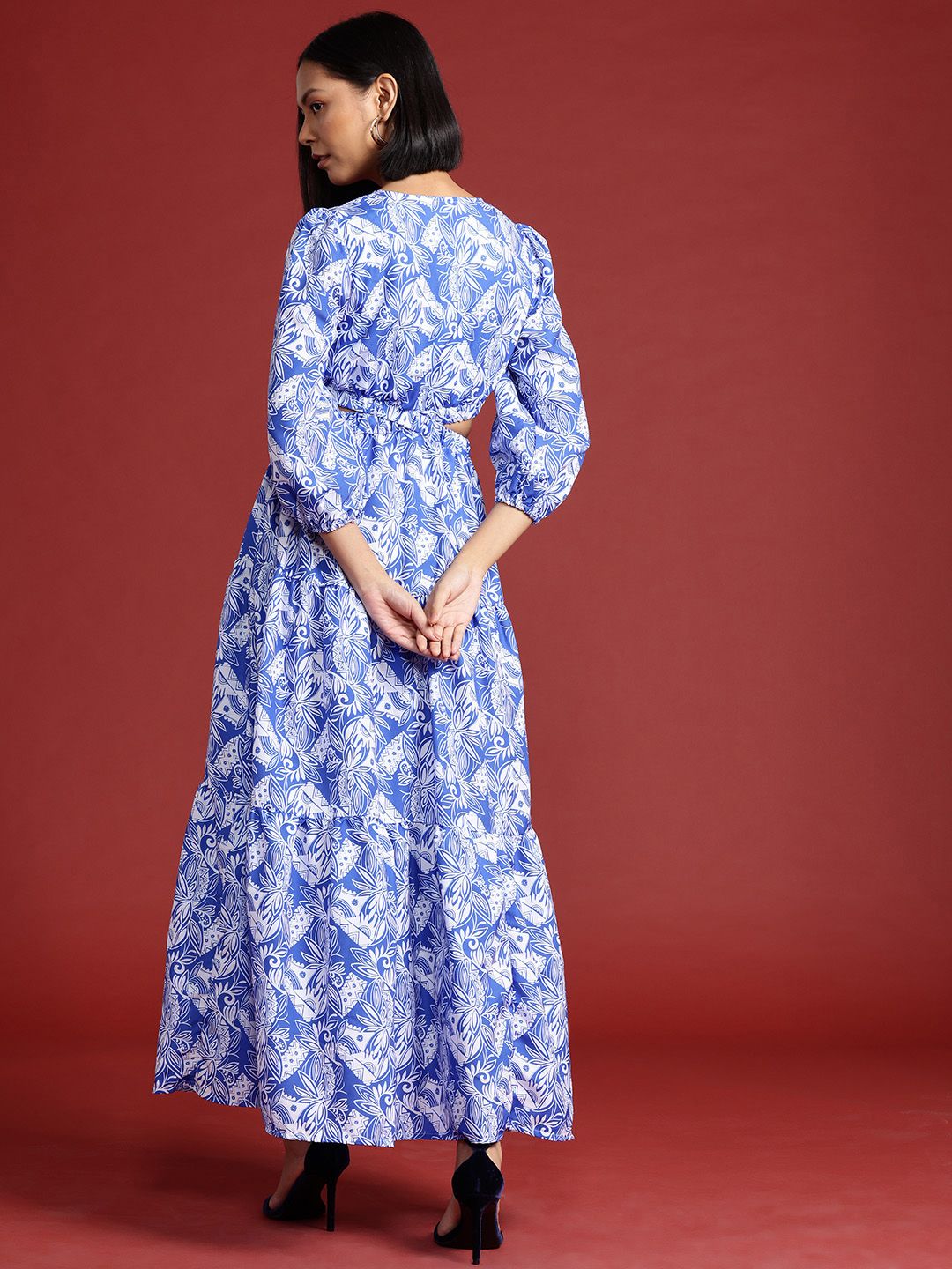 all about you Ethnic Motifs Print Cut-Out Maxi Dress