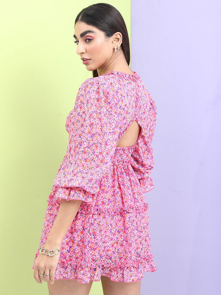 Tokyo Talkies Ruffled Floral Mini A-Line Dress