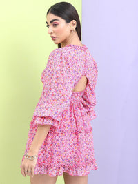 Tokyo Talkies Ruffled Floral Mini A-Line Dress