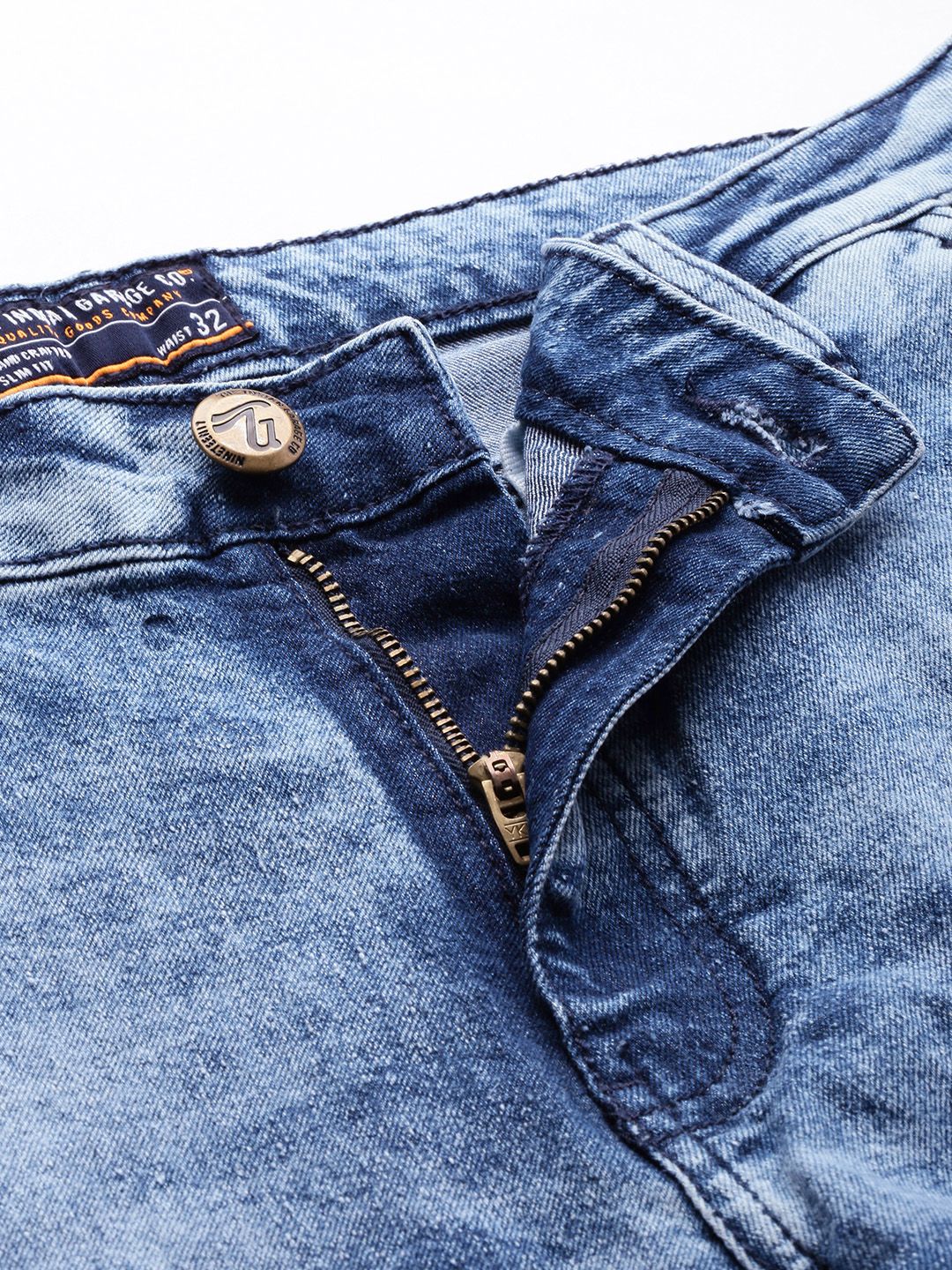 The Indian Garage Co Men Slim Fit Light Fade Stretchable Jeans