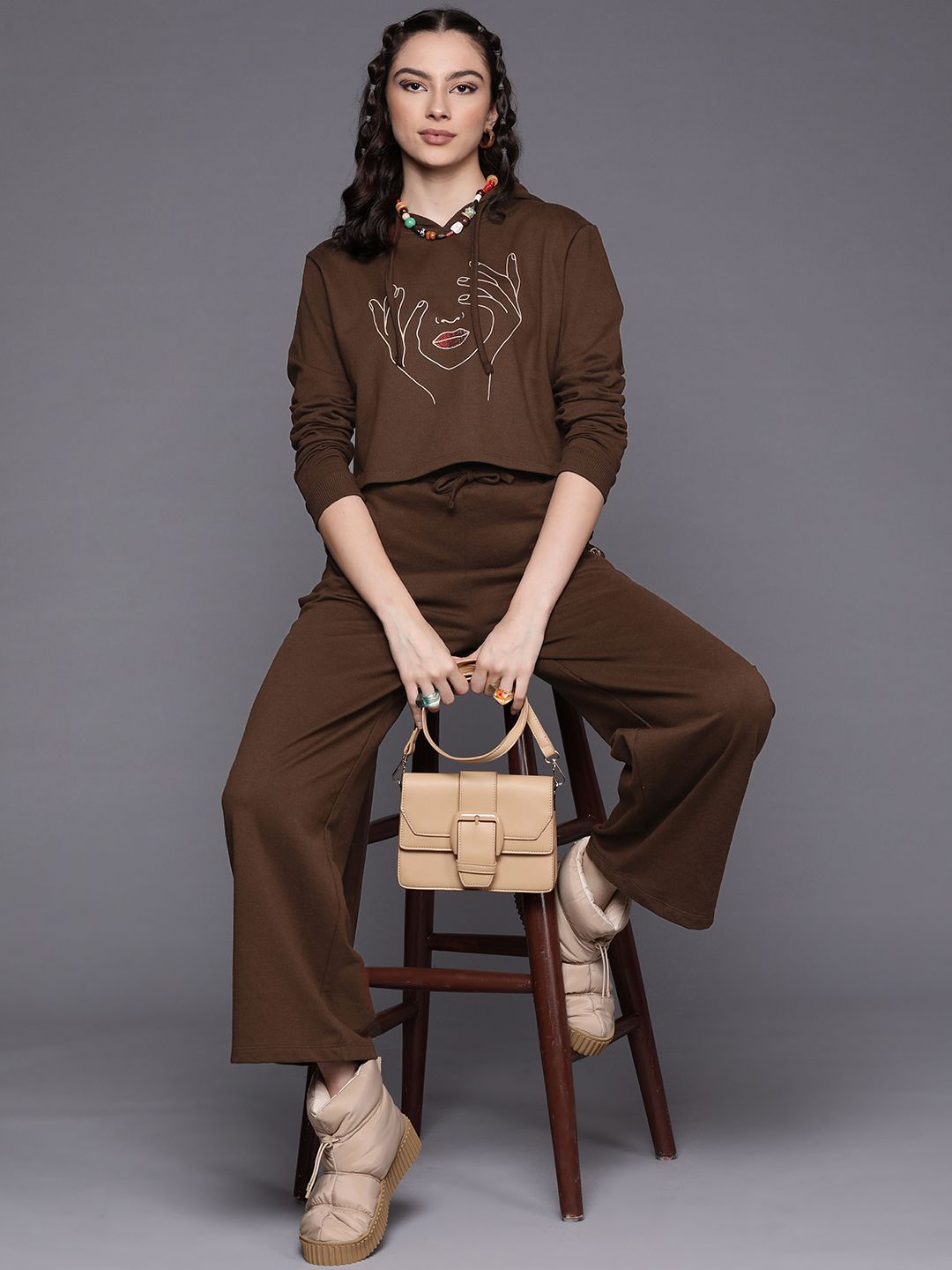 SASSAFRAS Women Brown Printed Co-Ord Set
