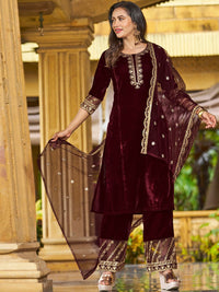 KALINI Ethnic Motifs Embroidered Kurta with Trousers & With Dupatta