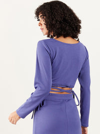 Athena Square Neck Waist Tie-Ups Fitted Crop Top