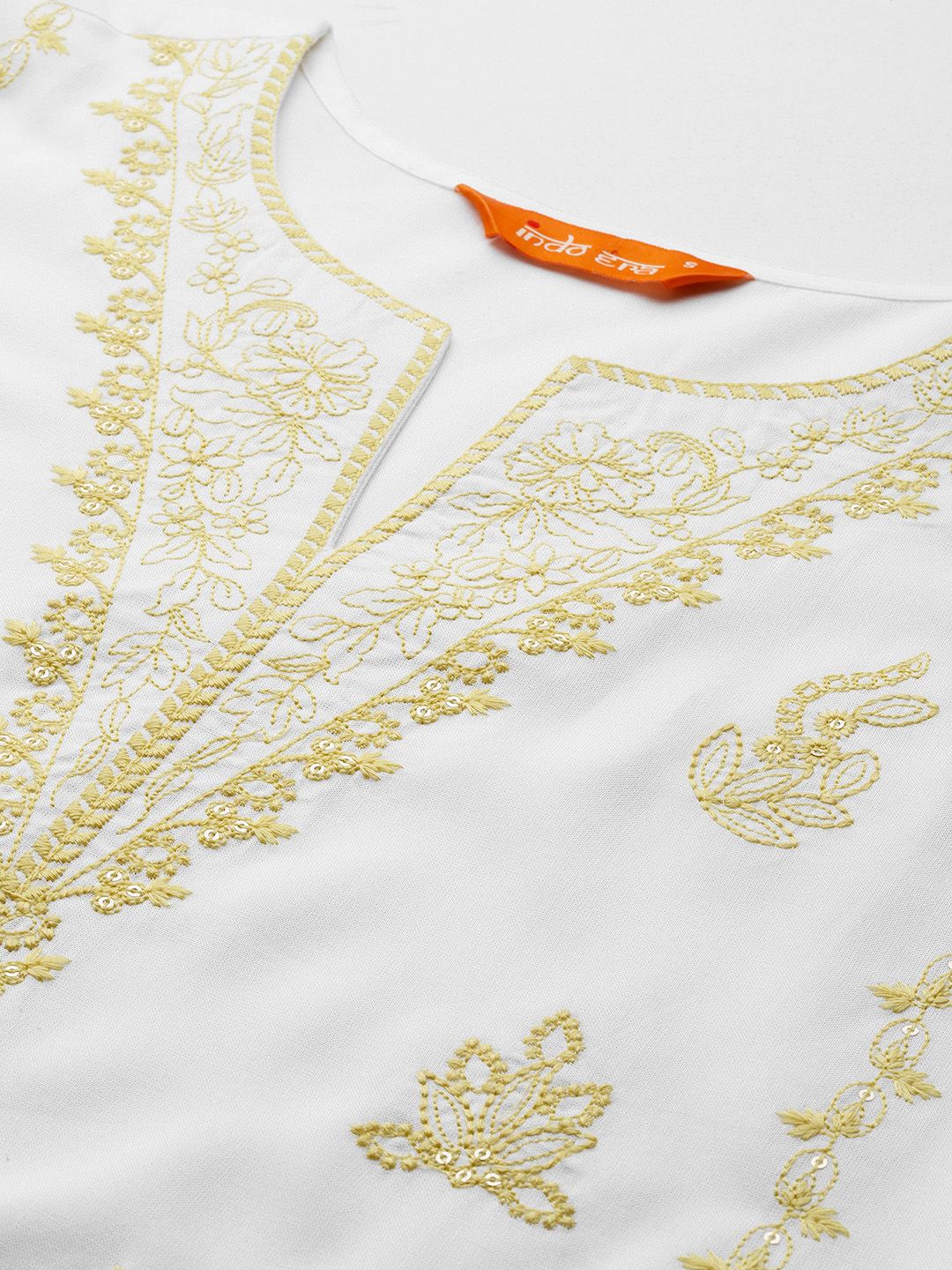Indo Era Women Floral Embroidered Thread Work Kurta with Trousers