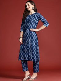 Indo Era Ethnic Motifs Printed Pure Cotton Kurta with Trousers