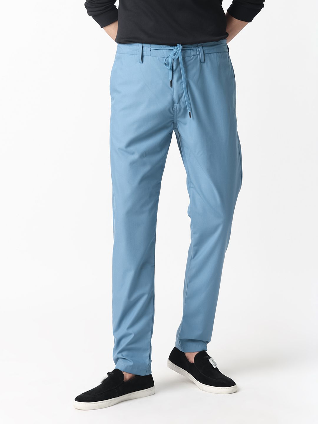 RARE RABBIT Men Aux Drawstring Slim Fit Mid-Rise Trouser