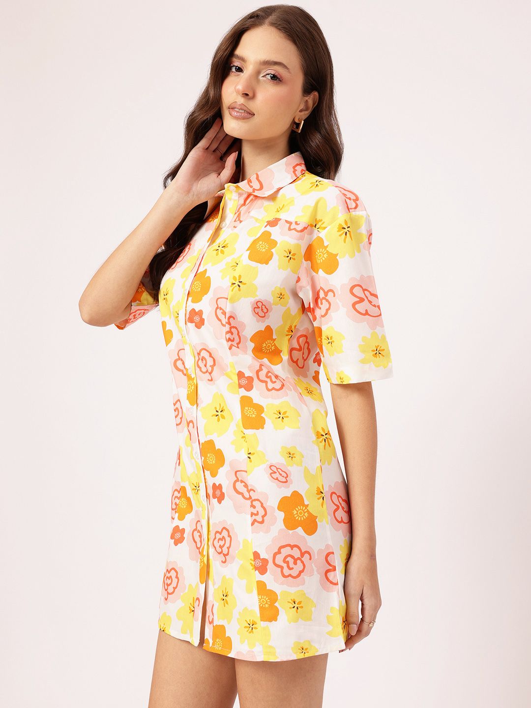 DressBerry Garden Goddess Floral Shirt Mini Dress