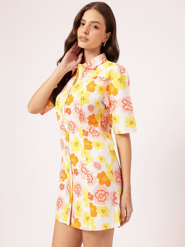 DressBerry Garden Goddess Floral Shirt Mini Dress