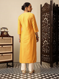 House of Pataudi V-Neck Embroidered Rozana Kurta