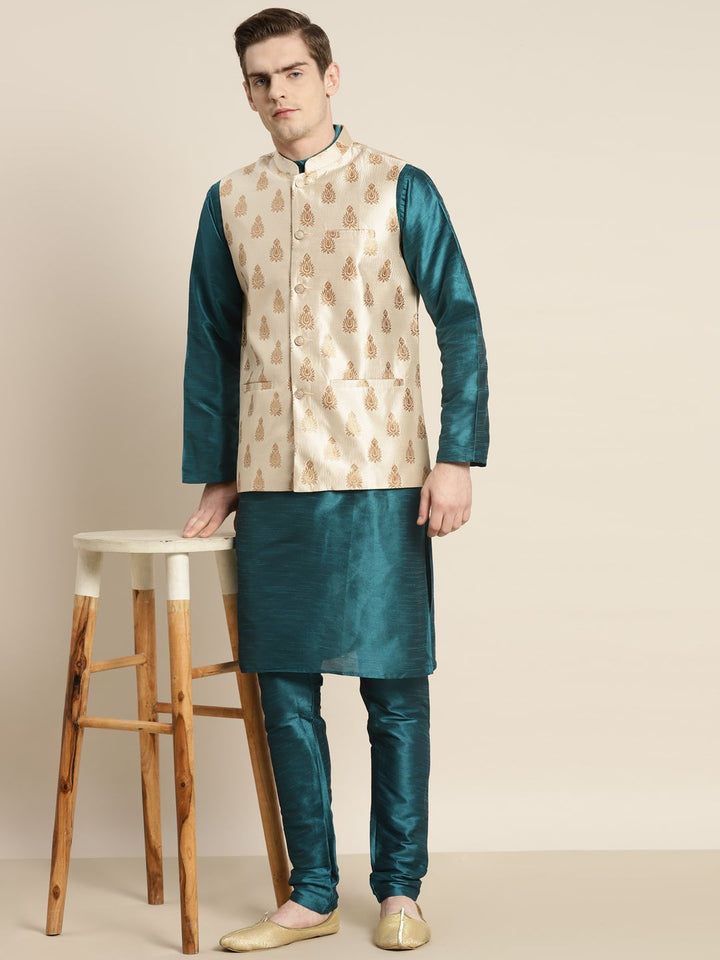 SOJANYA Men Green Ethnic Motifs Kurta with Churidar