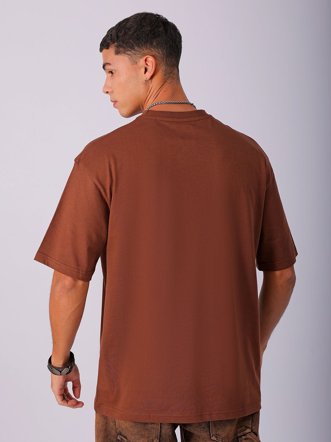 The Indian Garage Co Men Pure Cotton Typography Printed Boxy Oversized T-shirt