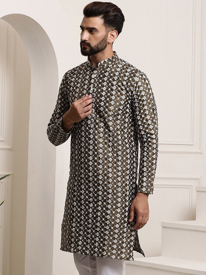 SOJANYA Kurta Cotton Sutera Lurus Sulam Bunga
