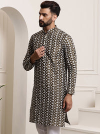 SOJANYA Kurta Cotton Sutera Lurus Sulam Bunga