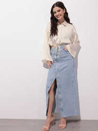DressBerry Glamour & Opulence Satin Sizzle Blouson Crop Top