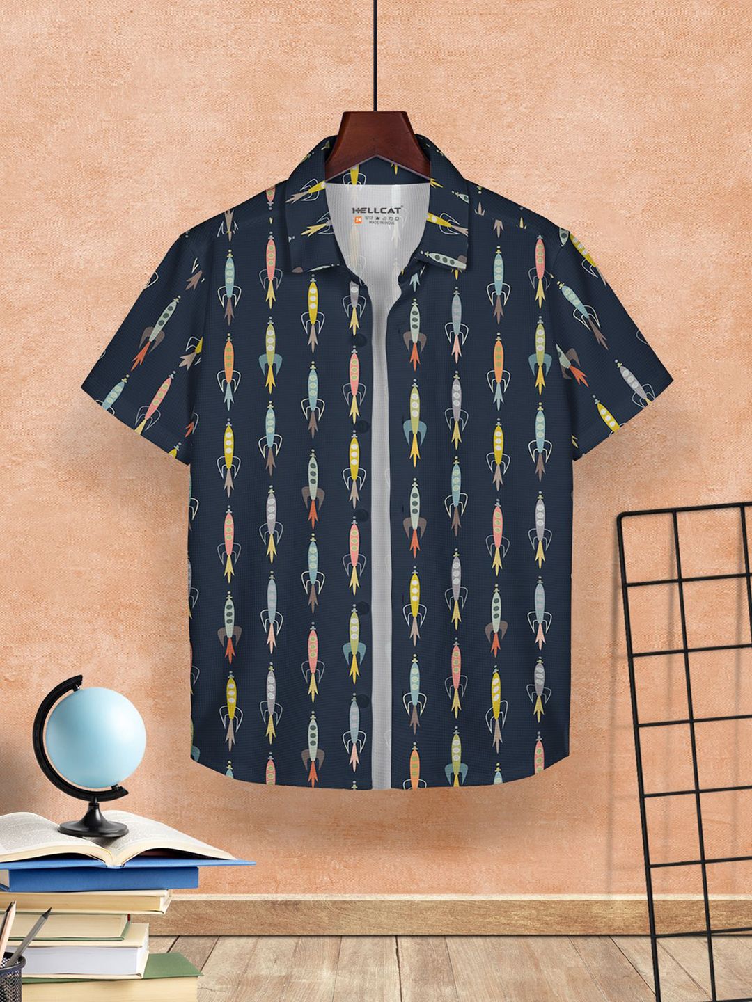 HELLCAT Boys Pack of 2 Spread Collar Cotton Regular Fit Shirt