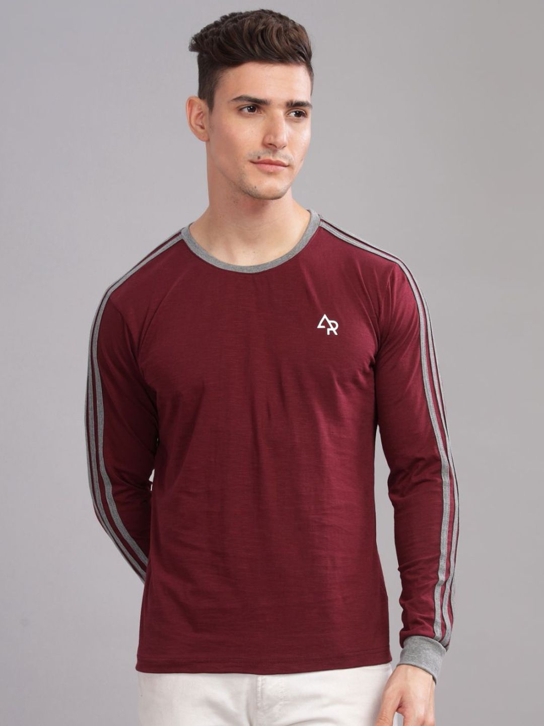 ADRO Men Solid Round Neck T-shirt