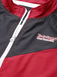 The Indian Garage Co Men Red & White Colourblocked Windcheater Jacket