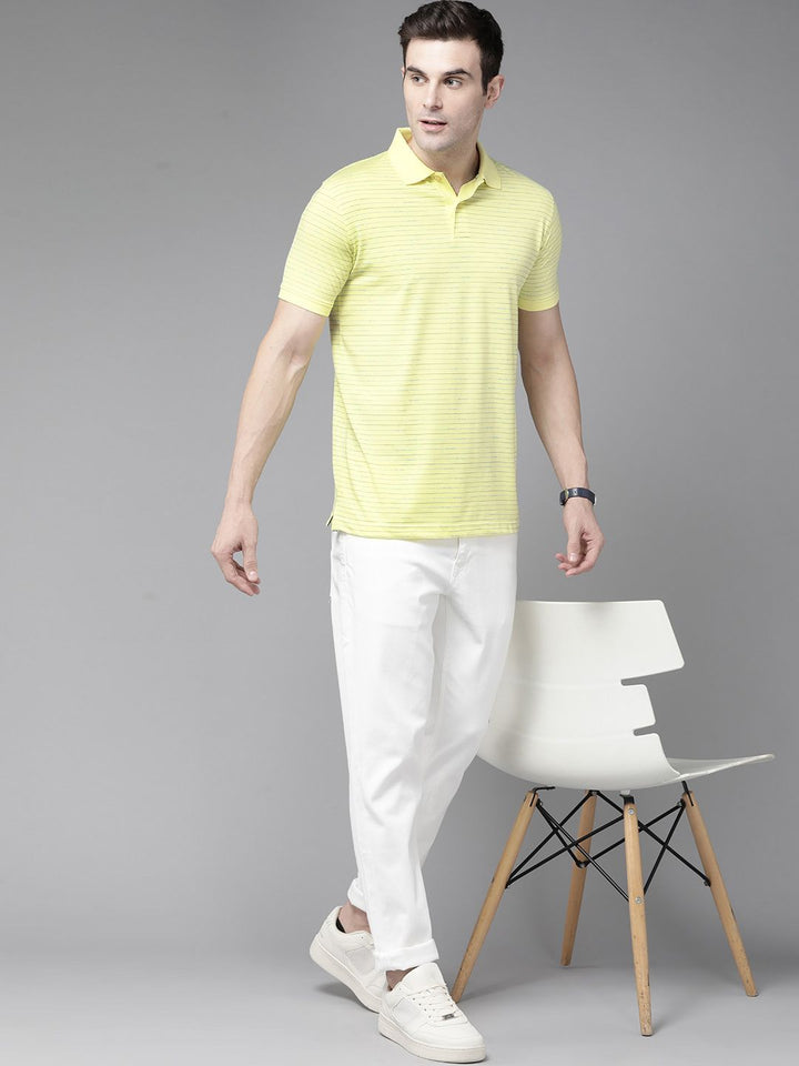 Park Avenue Striped Polo Collar Slim Fit T-shirt