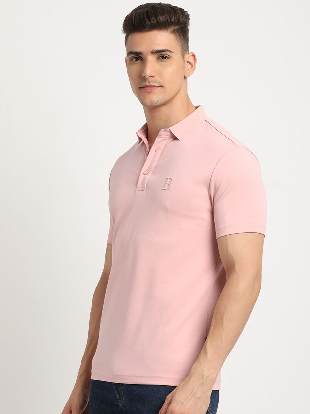 THE BEAR HOUSE Polo Collar Short Sleeves Slim Fit T-shirt
