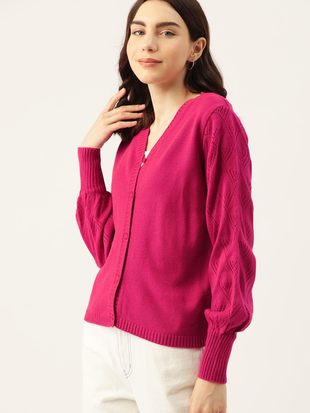DressBerry Women Self Design Cardigan