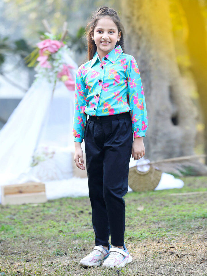 Cutiekins Girls Floral Printed Top with Trousers