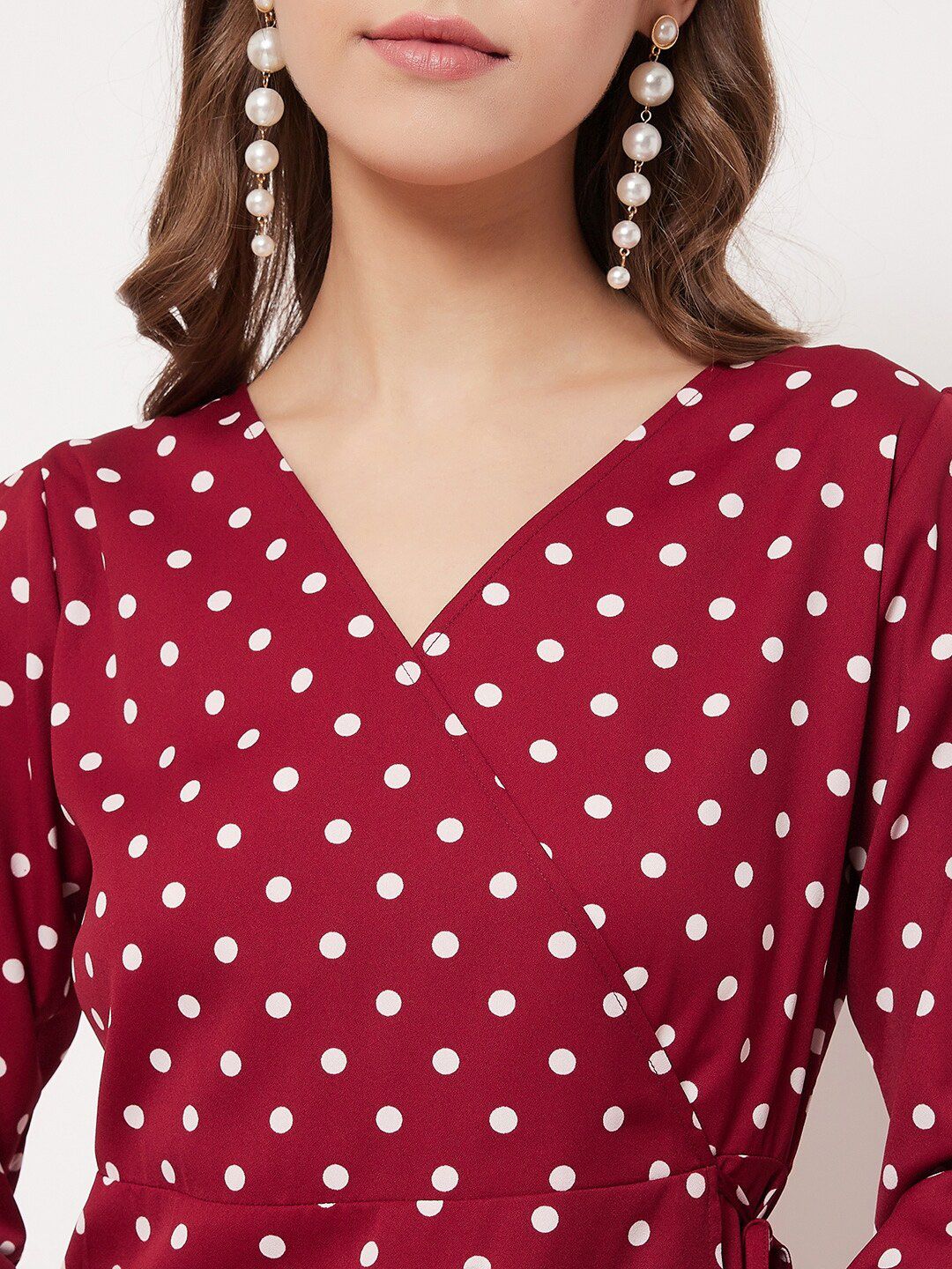 Berrylush Women Red Printed Wrap Dress