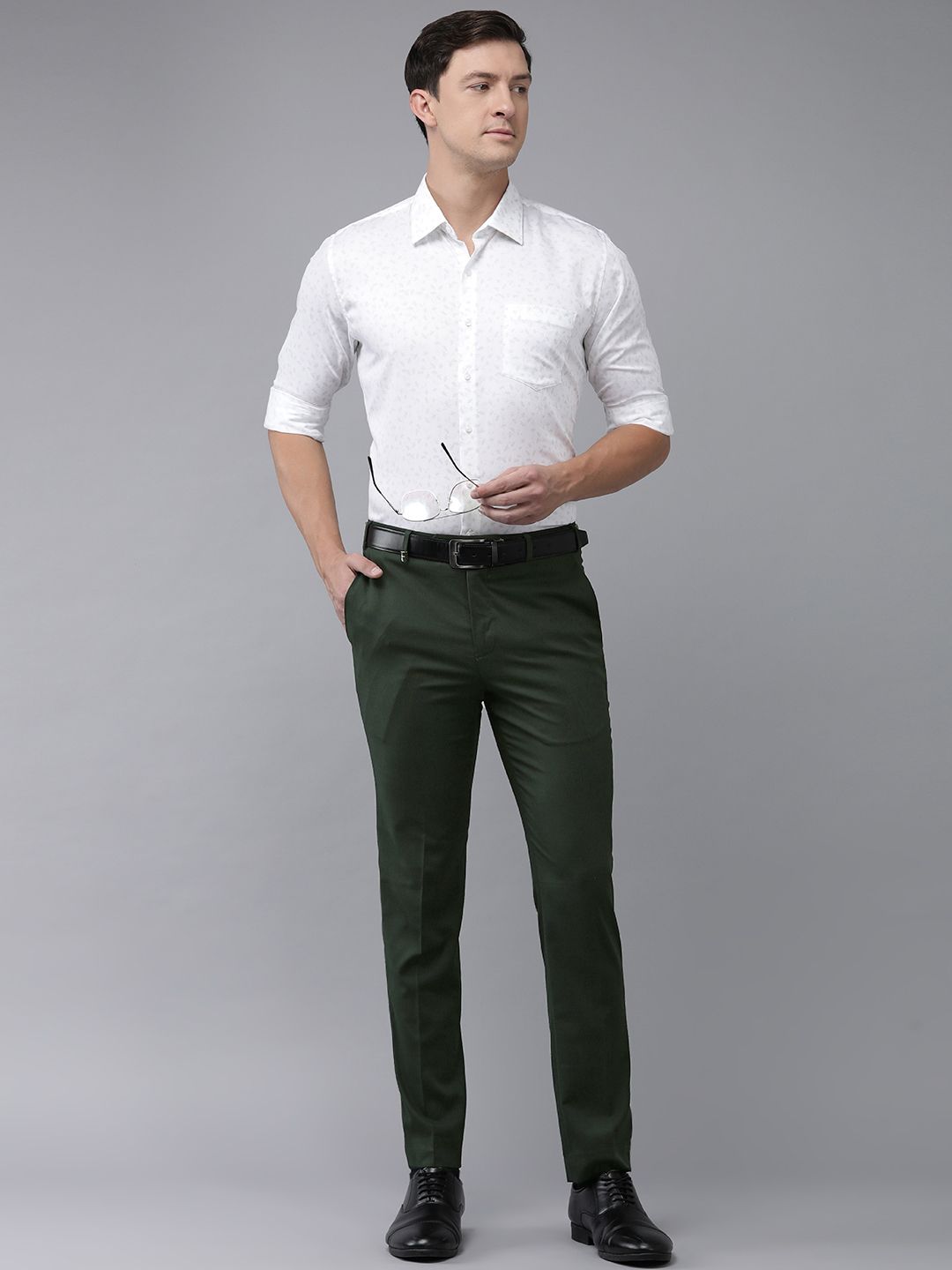 Park Avenue Men Self-Design Checked Formal Trousers