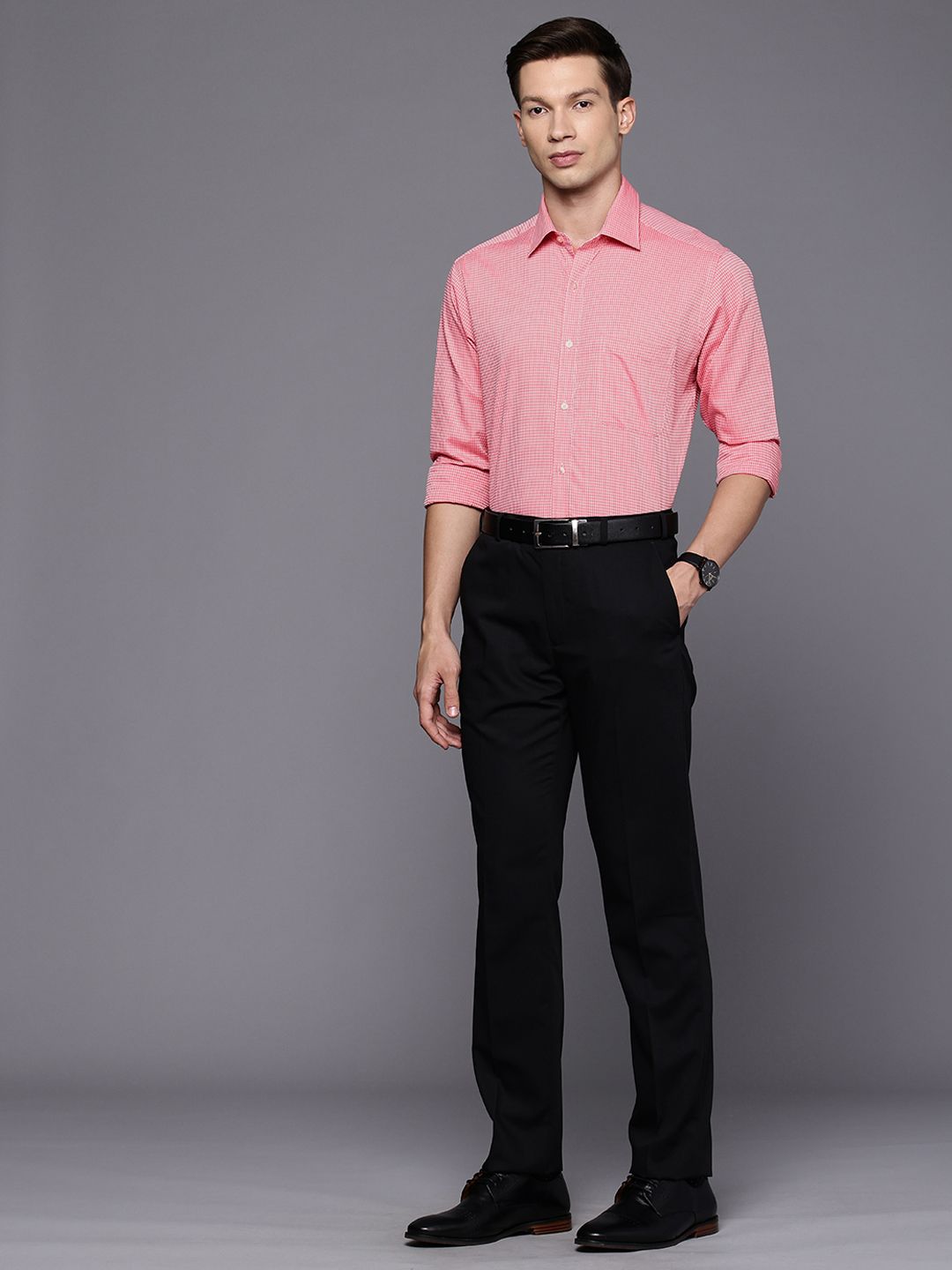 Raymond Pure Cotton Self Design Slim Fit Formal Shirt