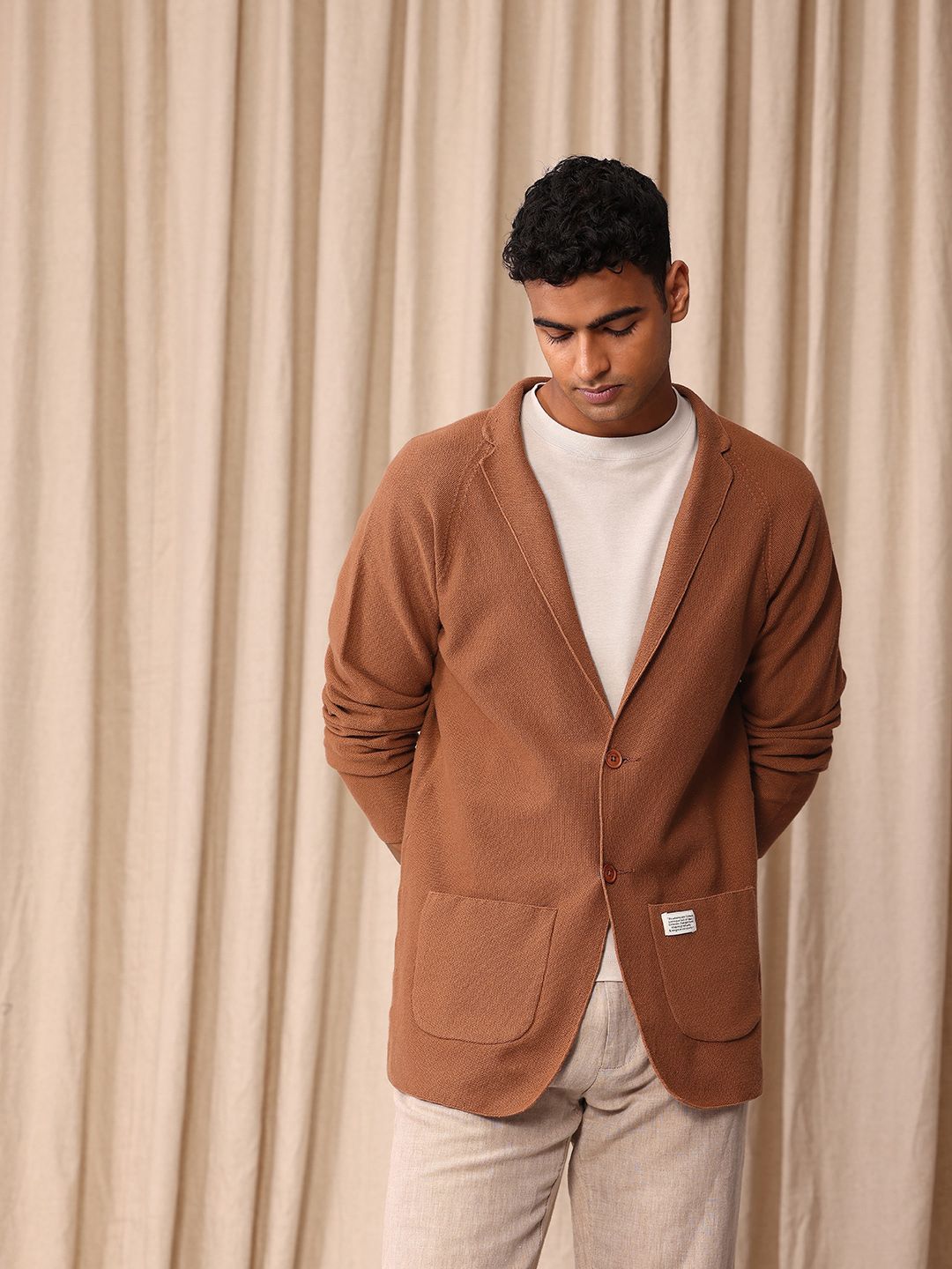 Mr Bowerbird Self Design Tailored Fit Single-Breasted Casual Blazer