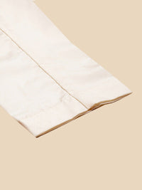 KISAH Men Relaxed Straight Leg Mid-Rise Cotton Pleated Trousers