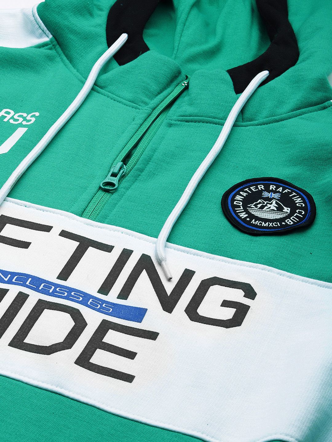 The Indian Garage Co Men Green & White Printed Hooded Sweatshirt