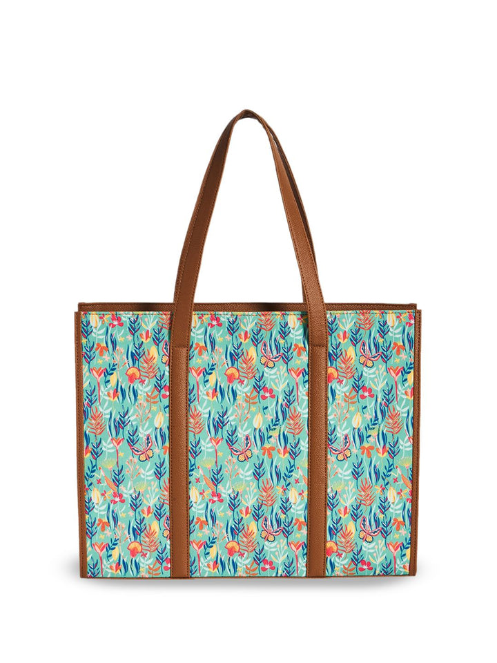 TEAL BY CHUMBAK Floral Printed Shopper Handheld Bag