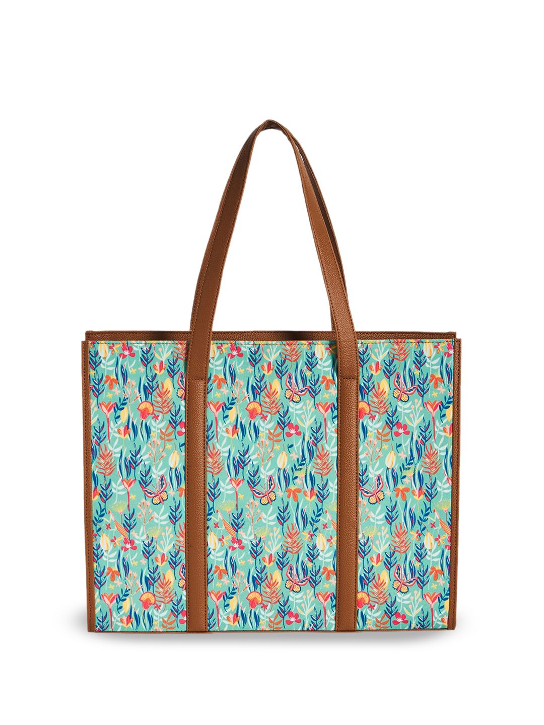 TEAL BY CHUMBAK Floral Printed Shopper Handheld Bag