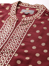 Anouk Floral Ethnic Printed Embroidered Detail Kurta with Trousers Set