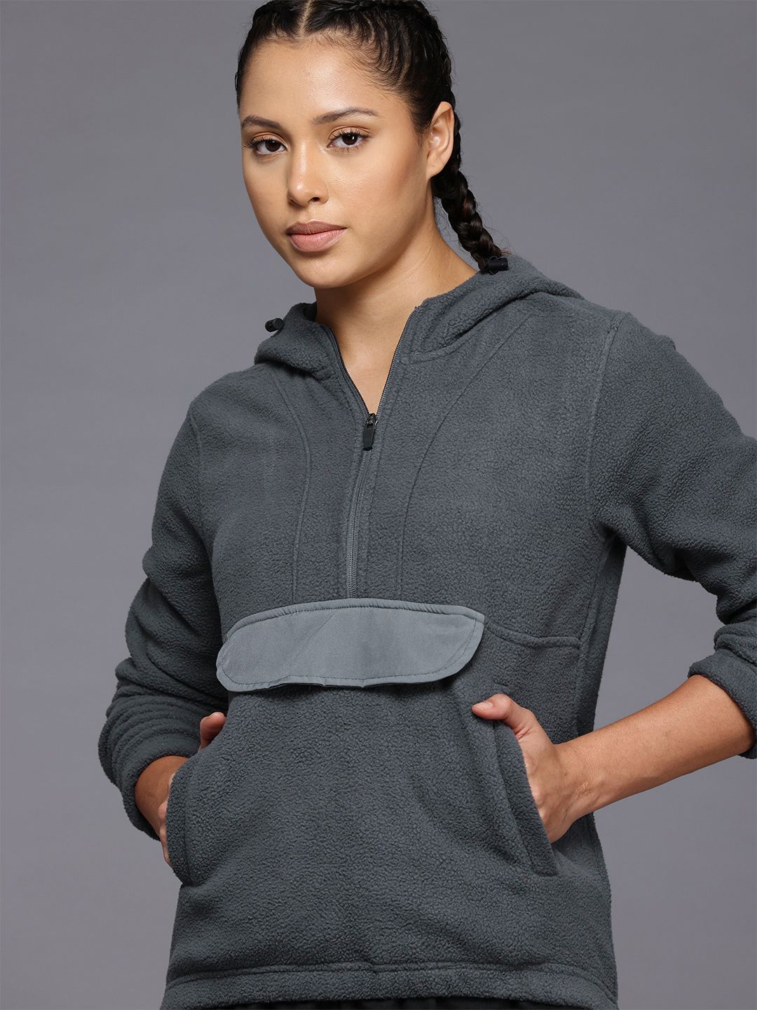 HRX by Hrithik Roshan Hooded Half-Zipper Sweatshirt