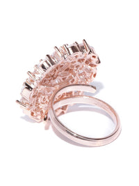 Zaveri Pearls Rose Gold-Plated CZ Stone-Studded Adjustable Finger Ring