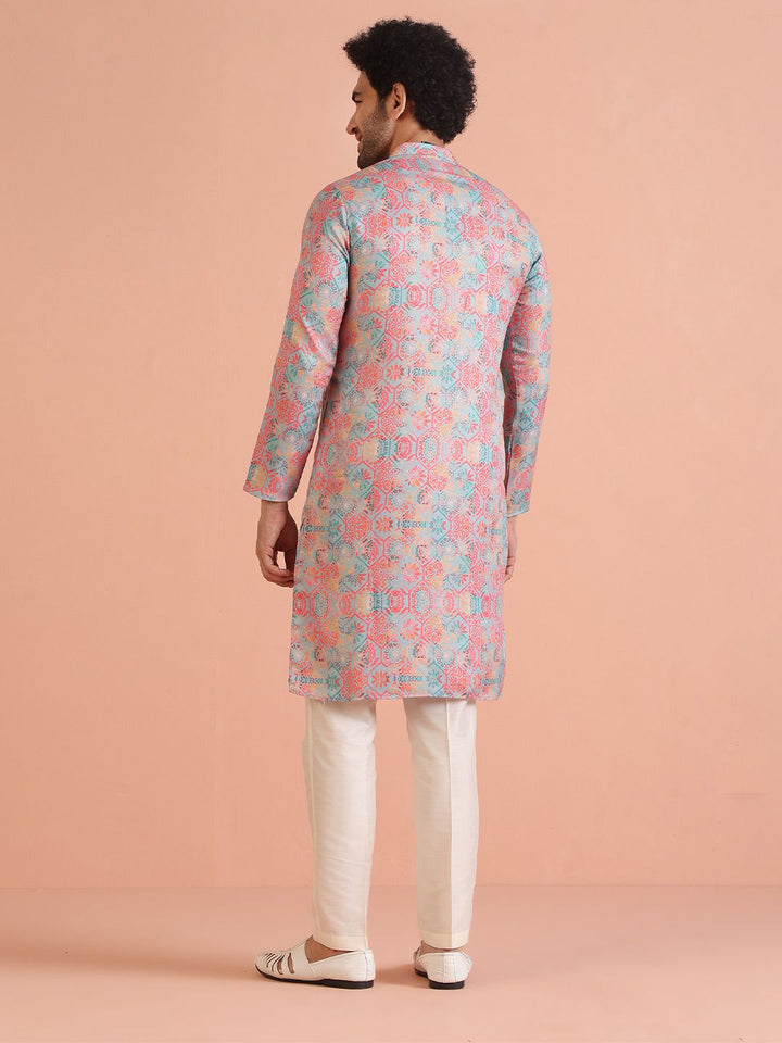 KISAH Floral Printed Straight Kurta with Trousers