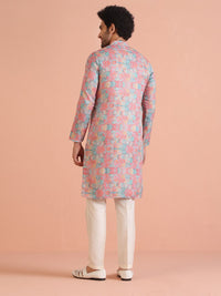 KISAH Floral Printed Straight Kurta with Trousers